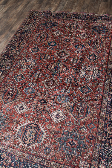 Red Medallion area rug 2'3" X 8 - close-up of pattern and texture