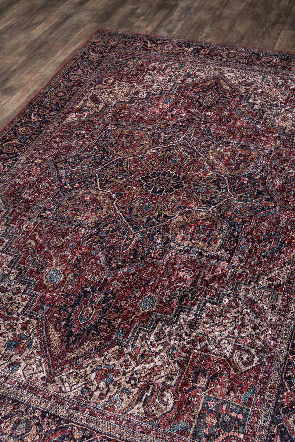 Red Karachi Machine Made Area Rug, 3'6