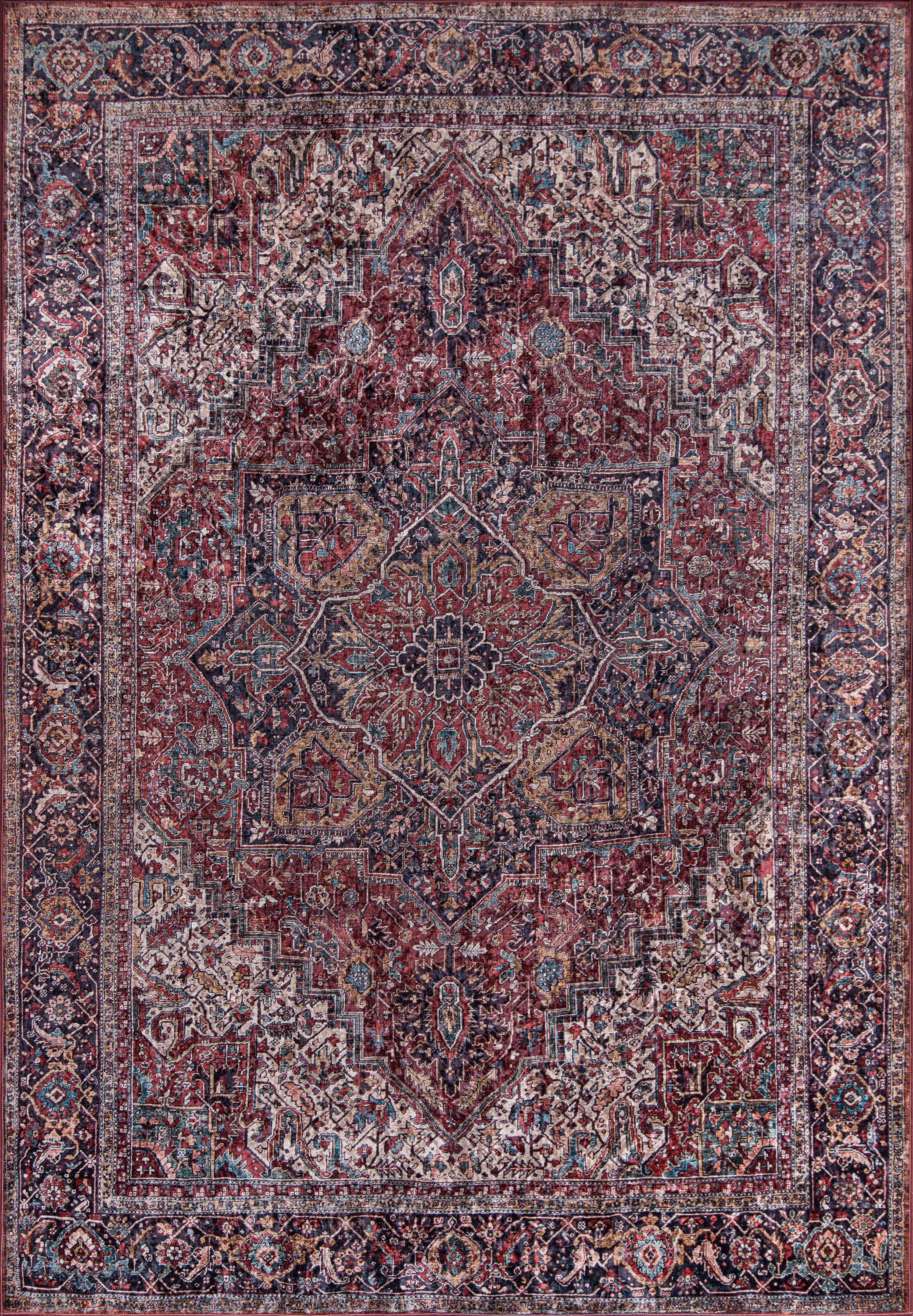Karachi Rectangle Area Rug - Red Polyester, 5' X 8' | 450428 – RugKnots