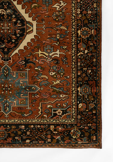 Red Wool area rug 9' X 12' - close-up of pattern and texture