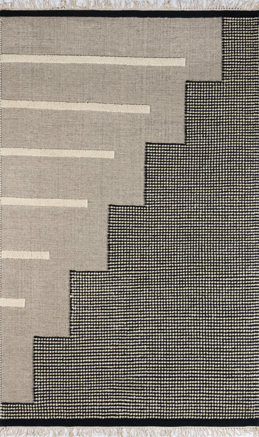 Novogratz Karl 80% Wool and 20% Cotton Black Runner Rug, 2'3" X 8' Runner