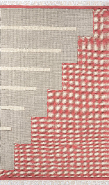 Novogratz Karl 80% Wool and 20% Cotton Pink Area Rug, 3'6" X 5'6"