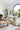 Ivory Southwestern area rug 2'6" X 8 - styled in a living room