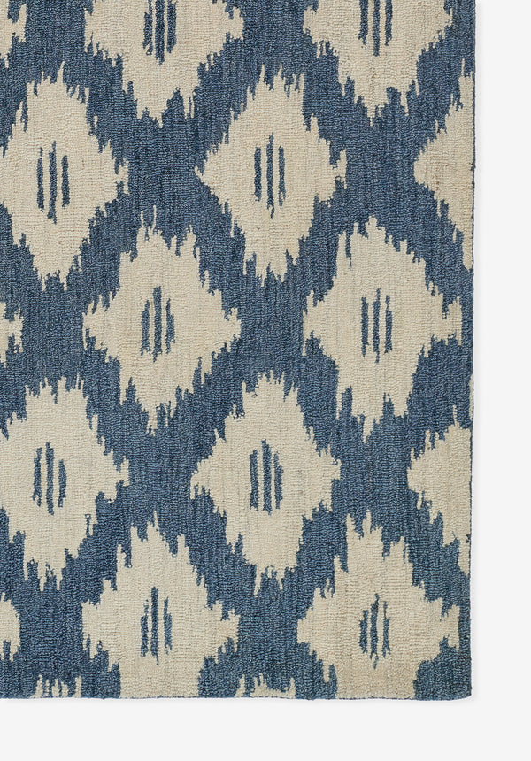 Leiden Rectangle Area Rug - Blue Wool, 8' X 10' lifestyle