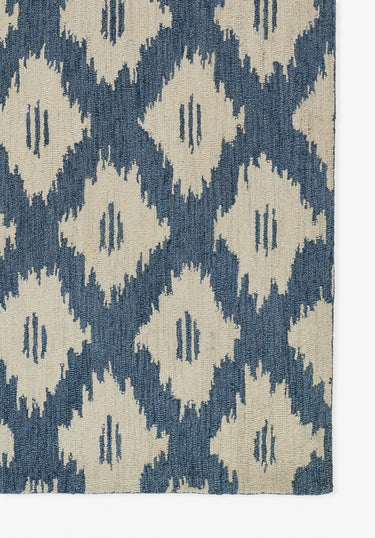 Blue Ikat area rug 3'6" X 5 - close-up of pattern and texture
