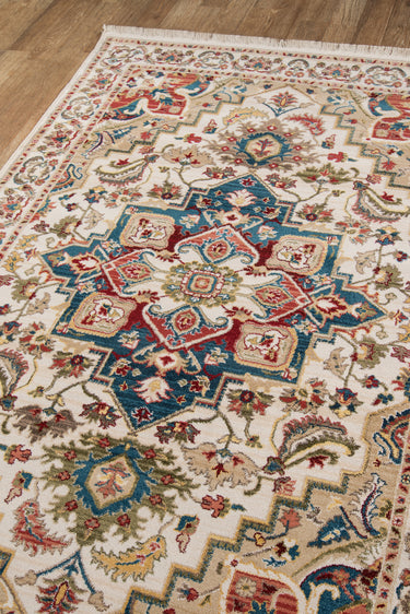 Ivory Medallion area rug 2' X 3' - close-up of pattern and texture