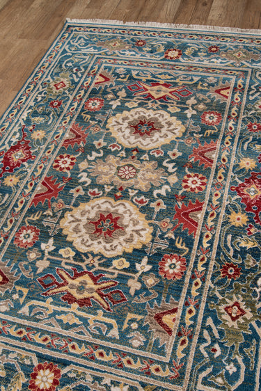 Blue Polypropylene area rug 5' X 7' - close-up of pattern and texture