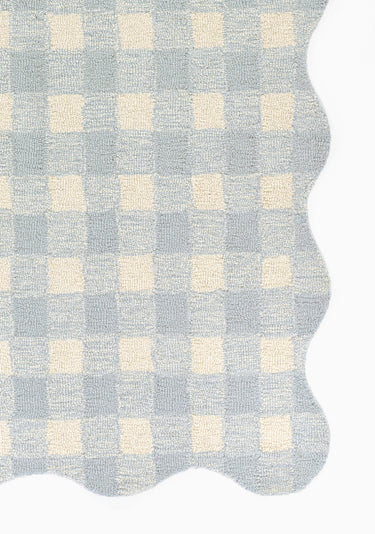 Blue Wool area rug 5' X 5' - close-up of pattern and texture