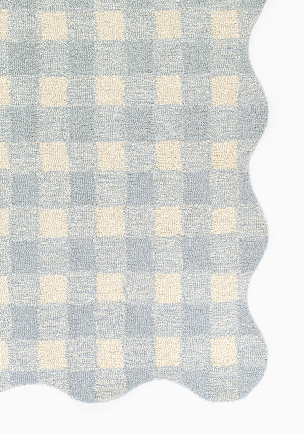 Lily Round Area Rug - Blue Wool, 5' X 5' lifestyle