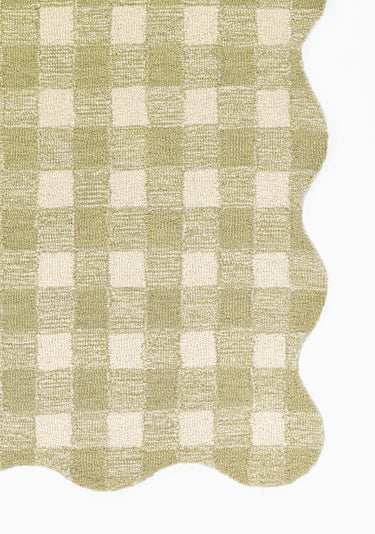 Green area rug 5' X 5' - close-up of pattern and texture
