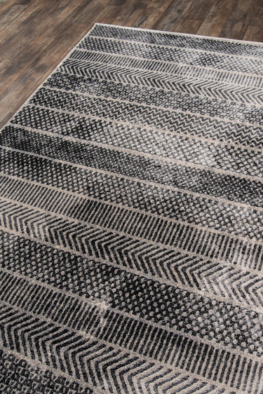 Grey Polypropylene area rug 3'11" X 5 - close-up of pattern and texture