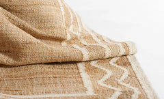 Contemporary rustic rug with jute and wool handwoven ripple design