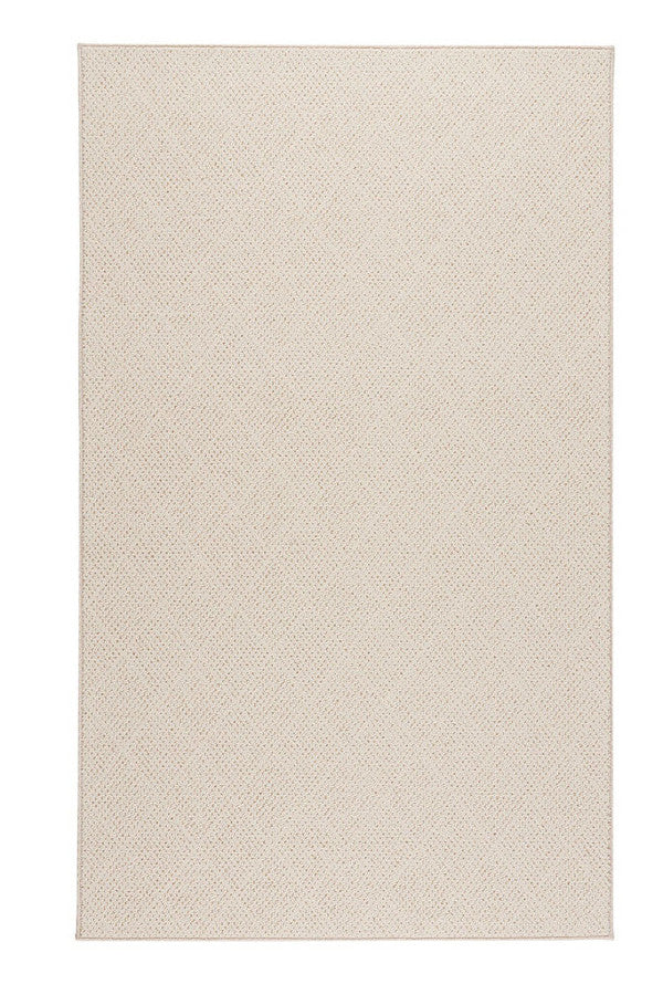 White Wicker-Bound Area Rug