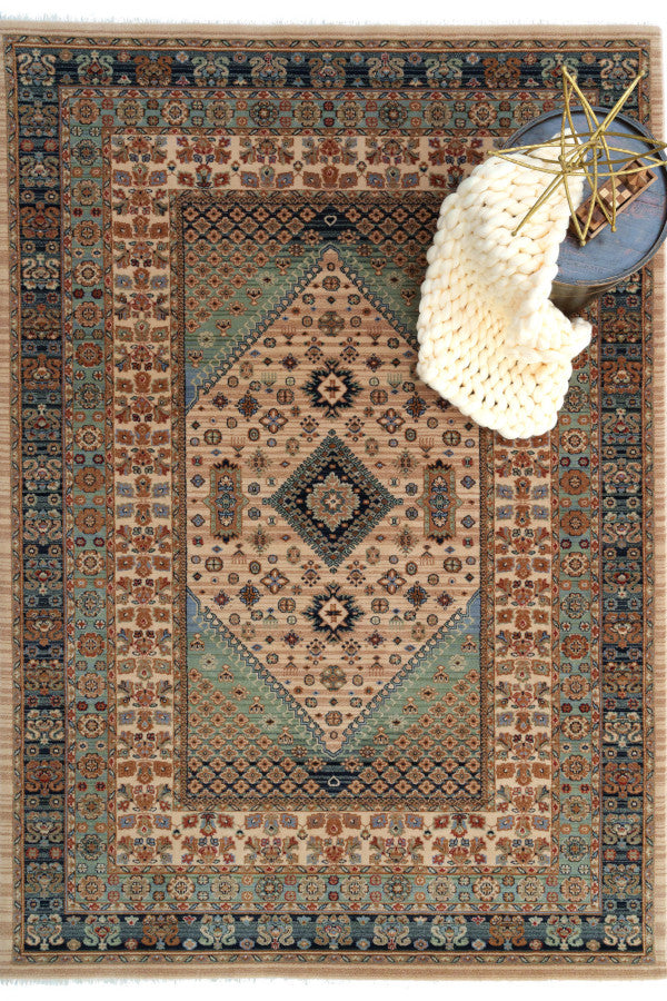 Lineage-Heriz Bone Teal Area Rug