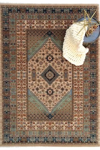 Lineage-Heriz Bone Teal Area Rug