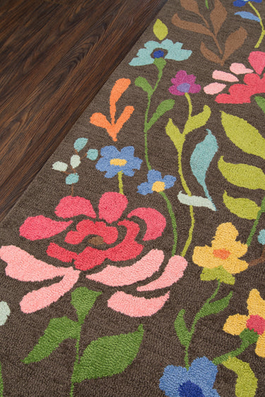 Brown Transitional area rug 8' X 10' - close-up of pattern and texture
