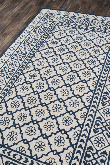 Blue Geometric area rug 8' X 10' - close-up of pattern and texture