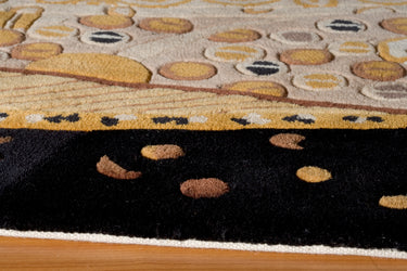Black area rug 5'9" X 5 - close-up of pattern and texture