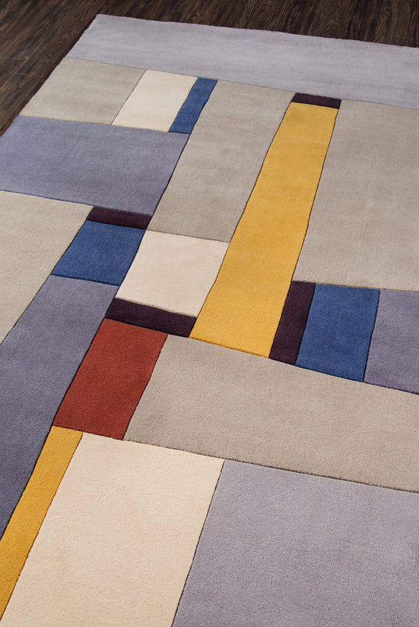 New Wave Rectangle Area Rug - Multicolor Wool, 3'6