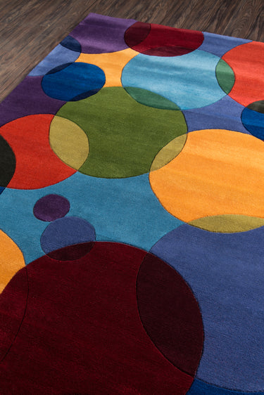 Multi Geometric area rug 8' X 11' - close-up of pattern and texture