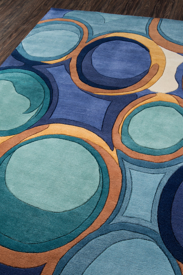 Blue New Wave Hand Tufted Runner Rug, 2'6