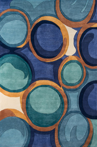 Momeni New Wave 100% New Zealand Wool Blue Area Rug, 8' X 11'