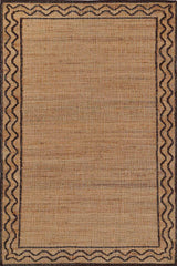 Rustic handwoven jute and wool rug in neutral earth tones for modern living spaces.