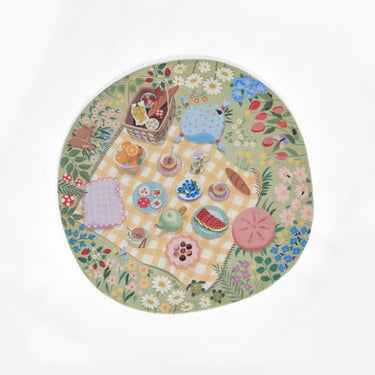Playground PLY-2 Tea Party Green Round Area Rug by Momeni - 4' X 4' Round