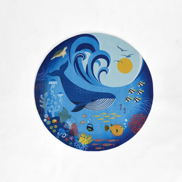 Playground PLY-3 Ocean Blue Round Area Rug by Momeni - 4' X 4' Round