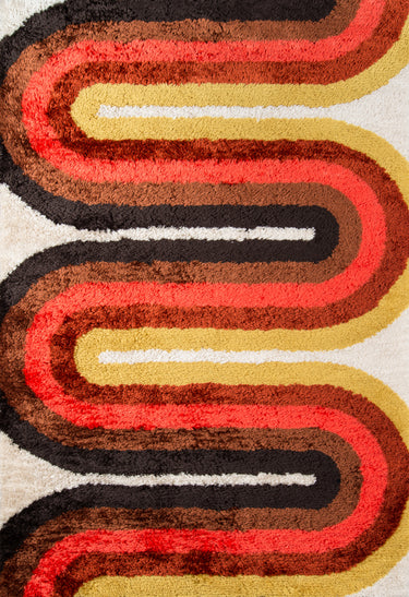Retro RET-2 Retro Wave Red Runner Rug by Novogratz - 2'3" X 7'6" Runner