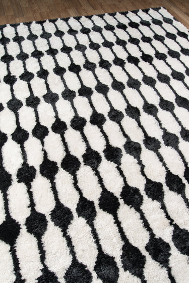 Black Stripe area rug 2'3" X 7 - close-up of pattern and texture