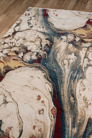 Multi Abstract area rug 5' X 7' - close-up of pattern and texture