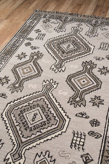 Grey Southwestern area rug 9' X 12' - close-up of pattern and texture