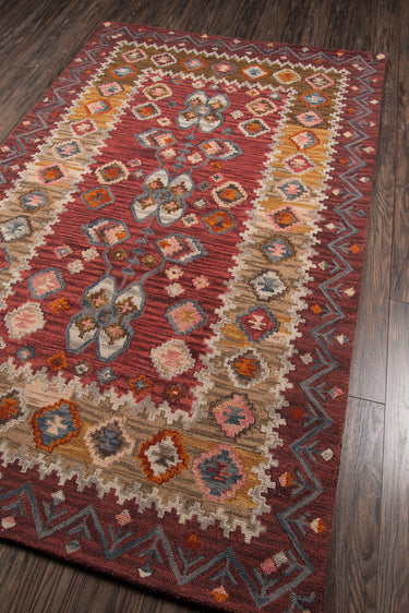 Red Southwestern area rug 2'3" X 8 - close-up of pattern and texture