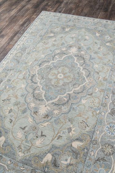 Blue Wool area rug 9'6" X 13 - close-up of pattern and texture
