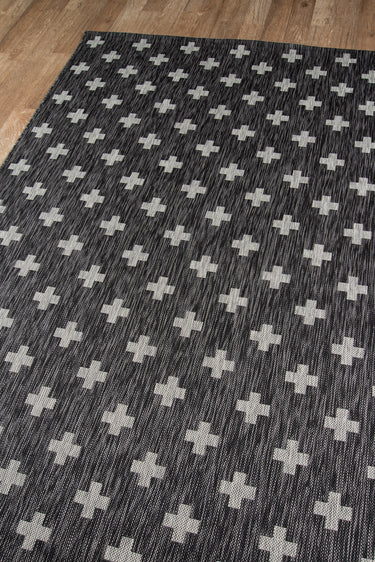 Black area rug 3'3" X 5 - close-up of pattern and texture