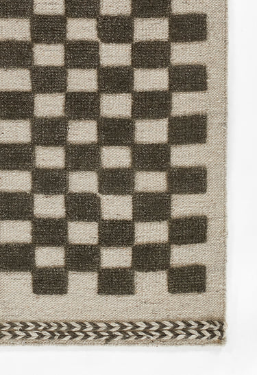 Black Wool area rug 10' X 14' - close-up of pattern and texture
