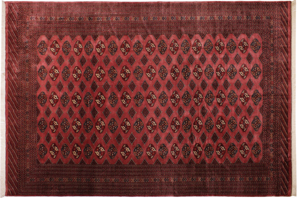 Bokhara Hand-Knotted Wool Area Rug, Rose 10'2" x 13'5" - full view