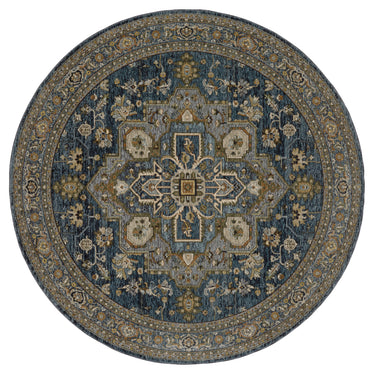 Oriental Weavers Aberdeen 1144Q Blue and Taupe Round Accent Medallion Round Rug - 7'10" Round