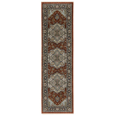 Oriental Weavers Aberdeen 1144R Red and Blue Hallway Runner Traditional Runner Rug - 2'3" x 7'6"