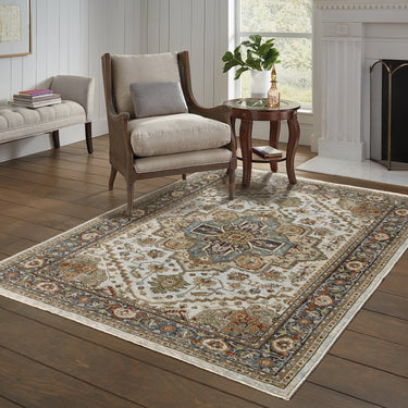 Oriental Weavers Aberdeen 1144W Beige and Sky Blue Medium Living Room Rug Traditional Area Rug - 5'3" x 7'6"