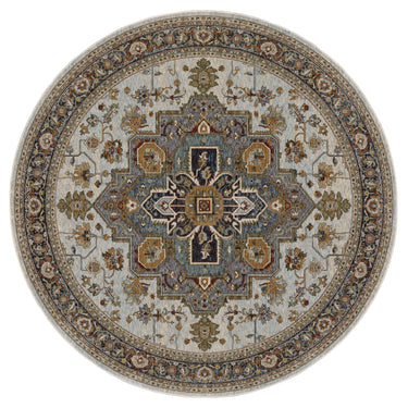 Oriental Weavers Aberdeen 1144W Beige and Sky Blue Round Accent Traditional Round Rug - 7'10" Round