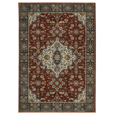 Oriental Weavers Aberdeen 4151R Red and Blue Compact Bedroom Accent Traditional Area Rug - 3'3" x 5'
