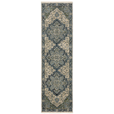 Oriental Weavers Aberdeen 051G1 Blue and Tan Hallway Runner Polyester Runner Rug - 2'3" x 7'6"