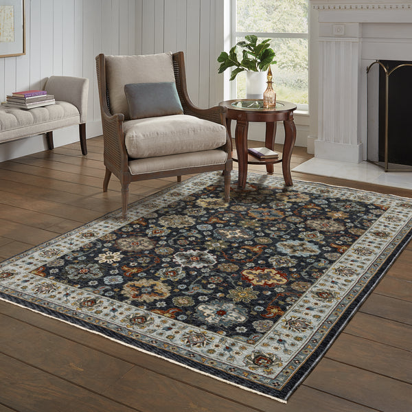 Oriental Weavers Aberdeen 561B1 Blue and Multi Small Entryway Accent Border Area Rug - 2' x 3' lifestyle