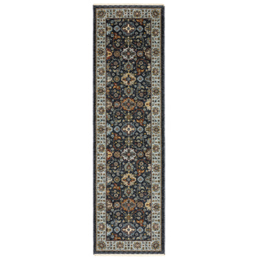 Oriental Weavers Aberdeen 561B1 Blue and Multi Hallway Runner Border Runner Rug - 2'3" x 7'6"