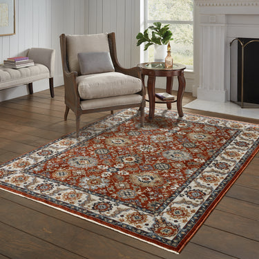 Oriental Weavers Aberdeen 562R1 Red and Ivory Extra Large Room Anchor Polyester Area Rug - 9'10" x 12'10"