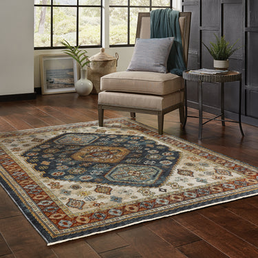 Oriental Weavers Aberdeen 005W1 Blue and Multi Large Seating Area Rug Polyester Area Rug - 6'7" x 9'6"