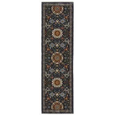 Oriental Weavers Aberdeen 006B1 Blue and Multi Hallway Runner Medallion Runner Rug - 2'3" x 7'6"
