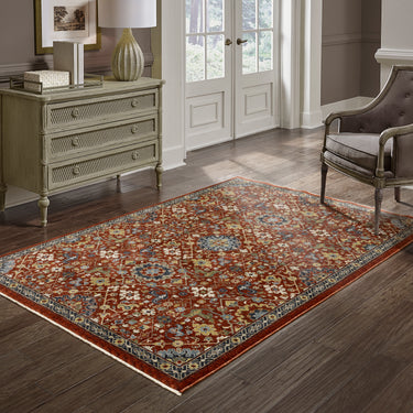 Oriental Weavers Aberdeen 006R1 Red and Multi Hallway Runner Polyester Runner Rug - 2'3" x 7'6"